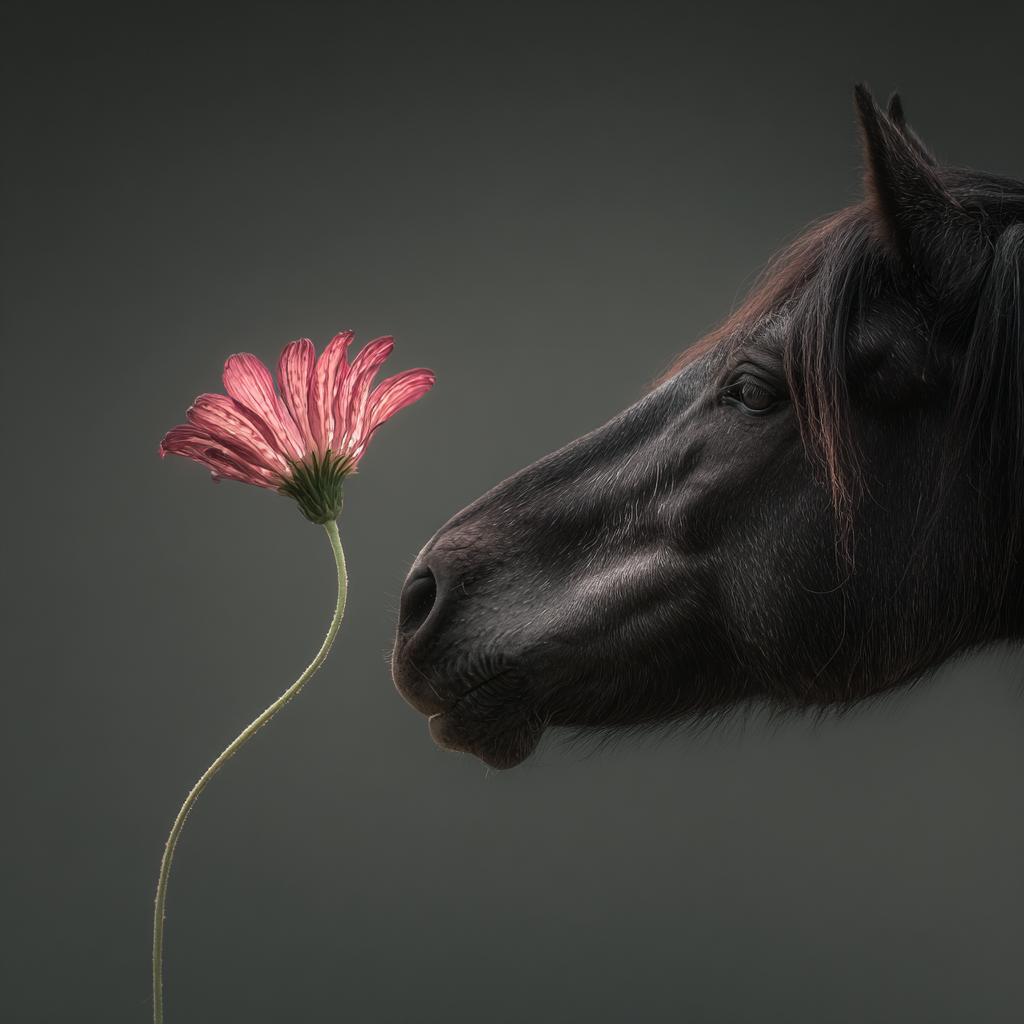 Concept artwork imagining a horse as a flower