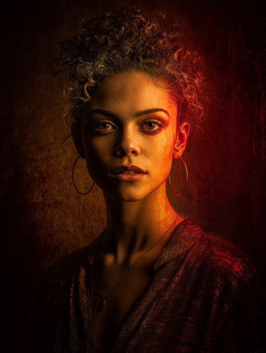 Red gold portrait - dramatic and powerful